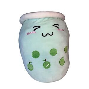 Giant Kawaii Mint Green Apple Boba Tea Plush Squishy Jumbo Stuffed Animal 20"+